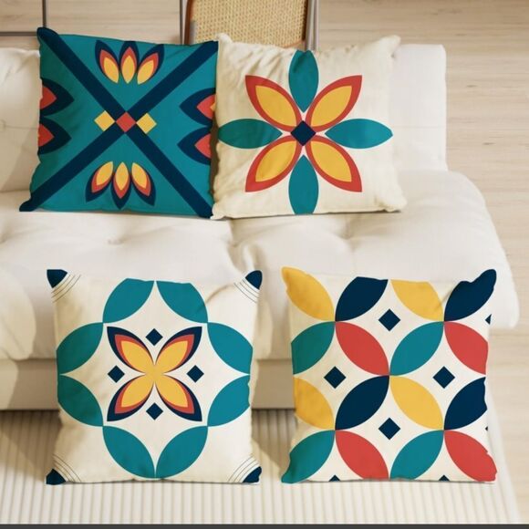 Throw Pillow Covers 16 X 16 Inch Pillow Cover 40 X 40 Cm Set Of 4 Colorf… - Picture 1 of 1